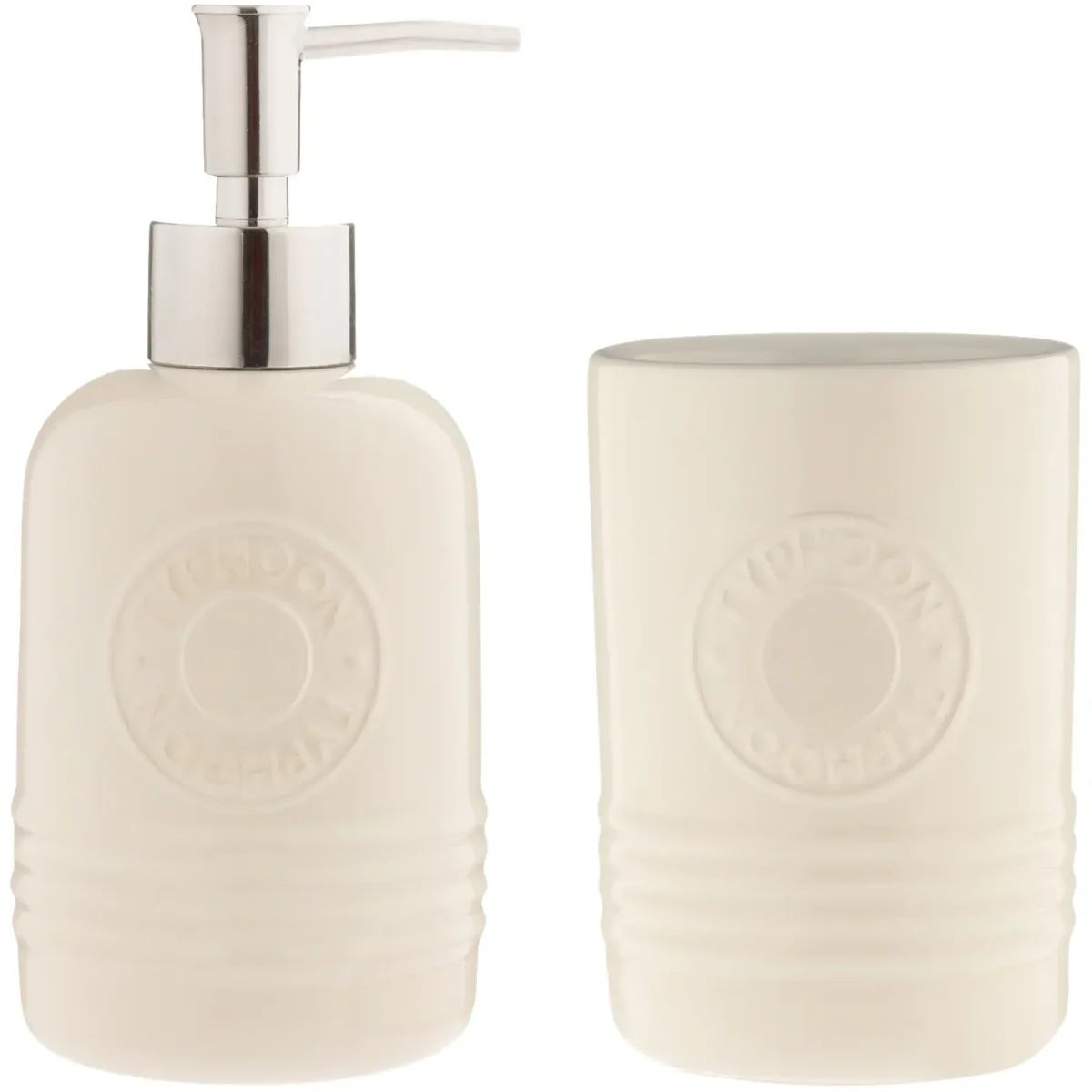 Typhoon Living Cream Soap Dispenser and Tumbler Set - Image 1