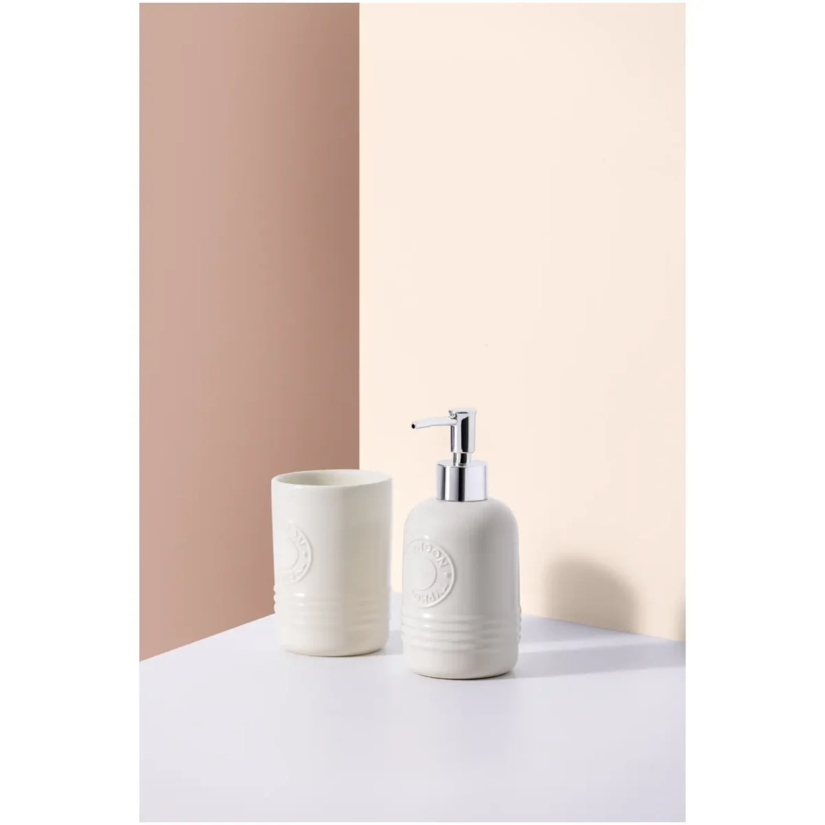 Typhoon Living Cream Soap Dispenser and Tumbler Set - Image 2