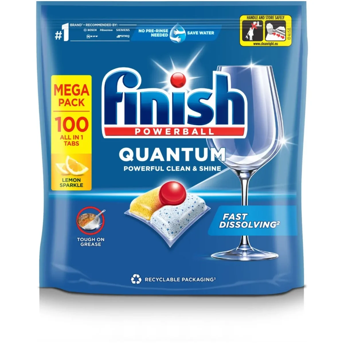 Finish Dishwasher Tablets Quantum Lemon Pack of 100 - Image 1