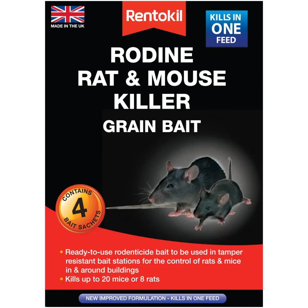 Rodine Rat & Mouse Killer 4 Sachet - Image 1