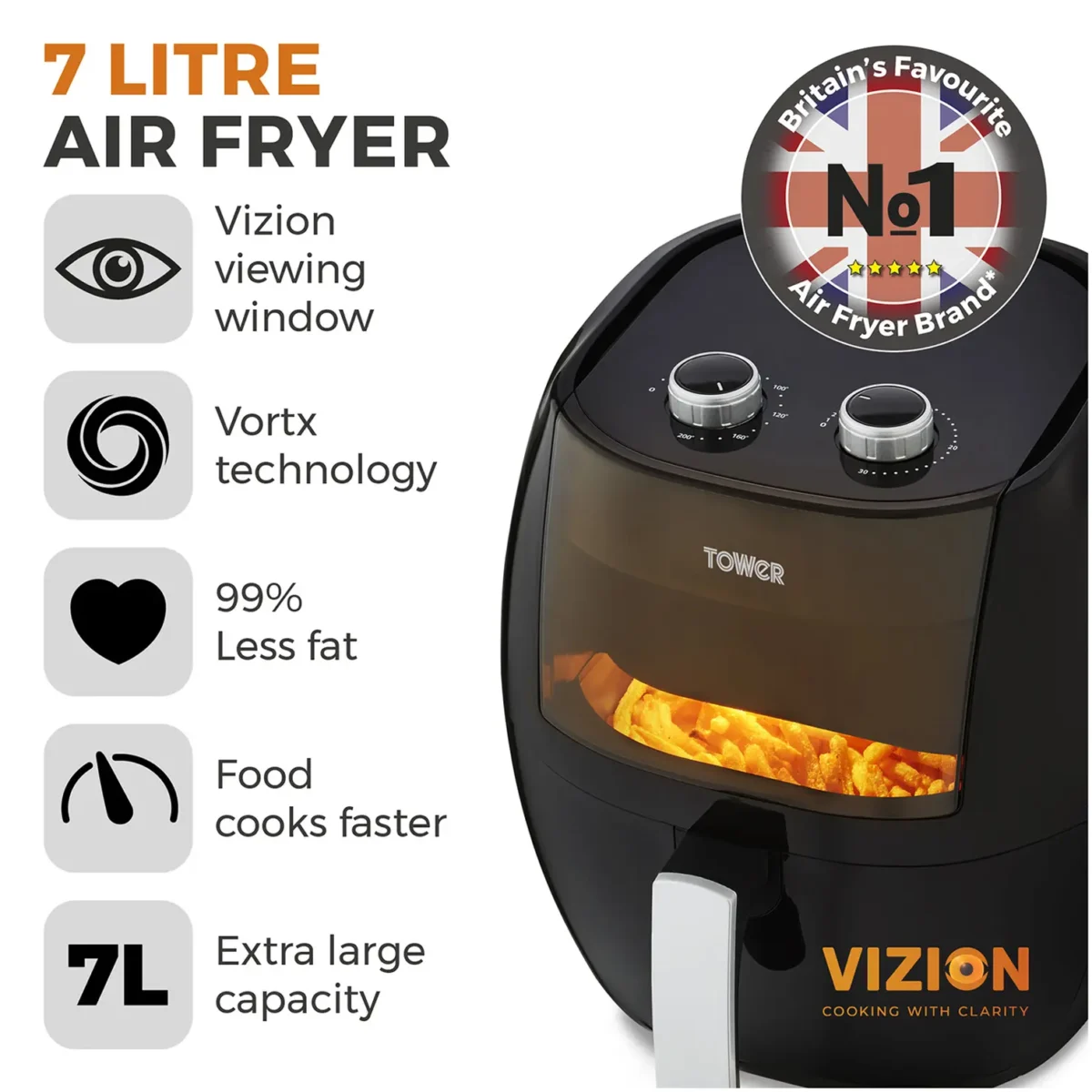 Tower 7Ltr Vizion Air Fryer - Image 2