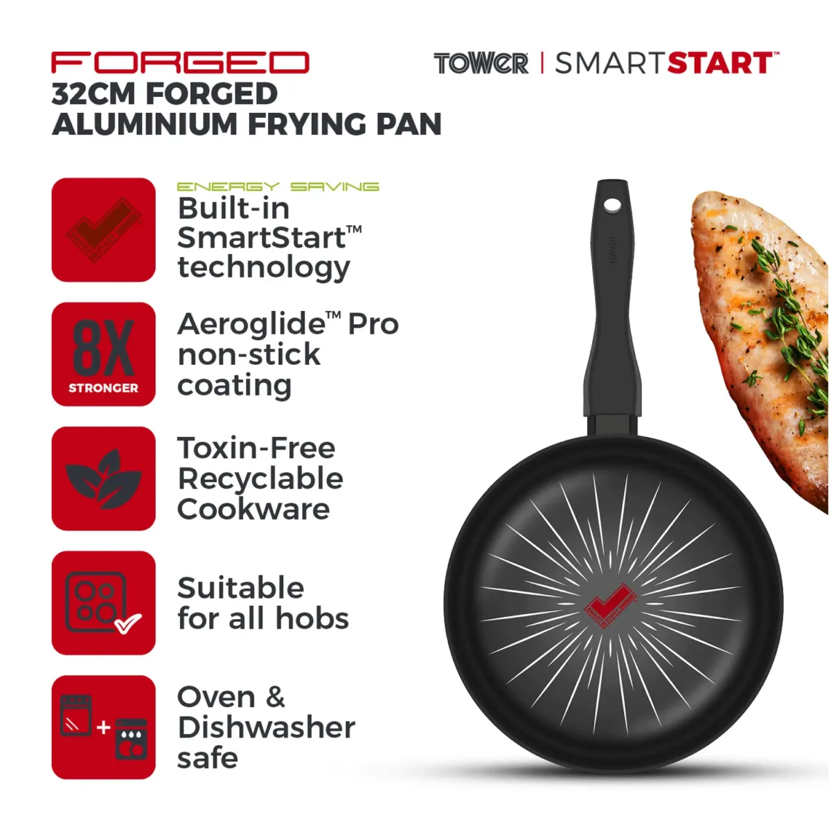 Tower Forged Smart Start Frying Pan 32cm - Image 2