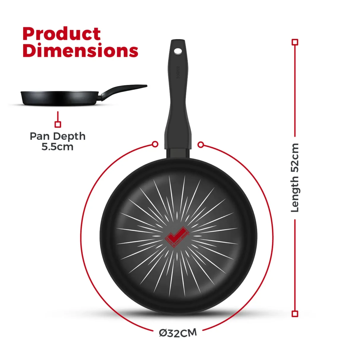 Tower Forged Smart Start Frying Pan 32cm - Image 9
