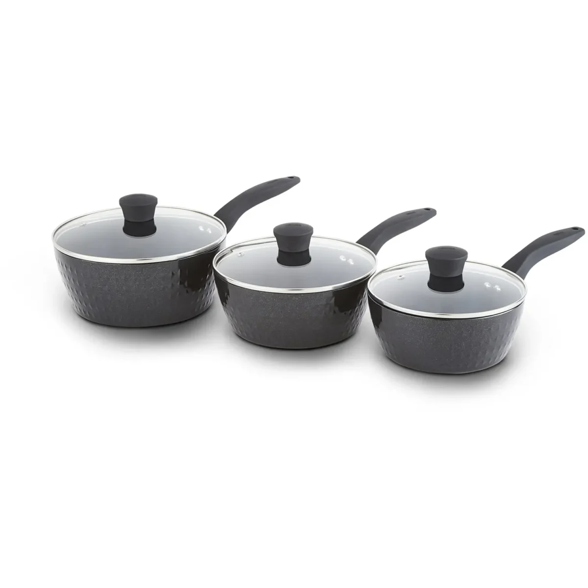 Tower Diamo 3 Piece Saucepan Set With Black Diamond Coating