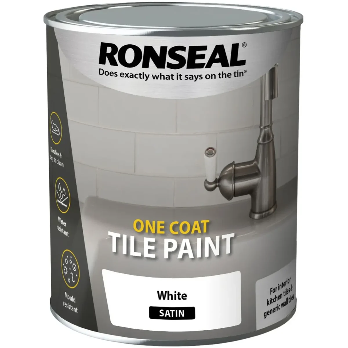 Ronseal White One Coat Tile Paint 750ml - Image 1