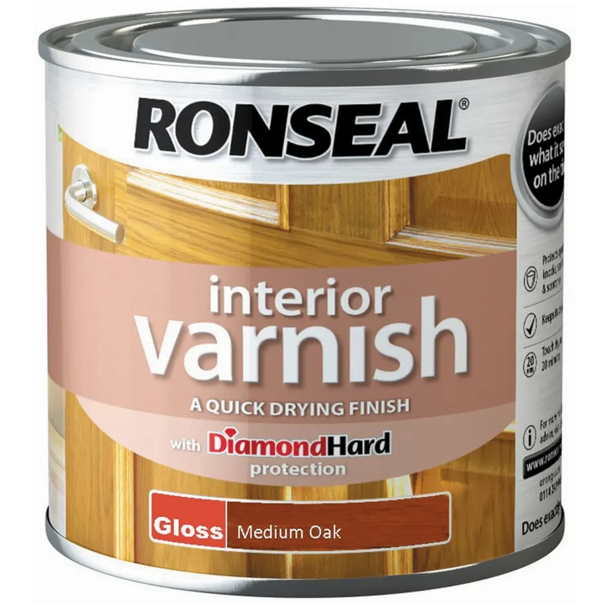Ronseal Interior Varnish Medium Oak Gloss 250ml - Image 1
