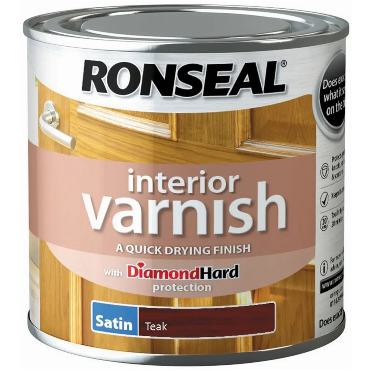 Ronseal Interior Varnish Teak Satin 250ml - Image 1