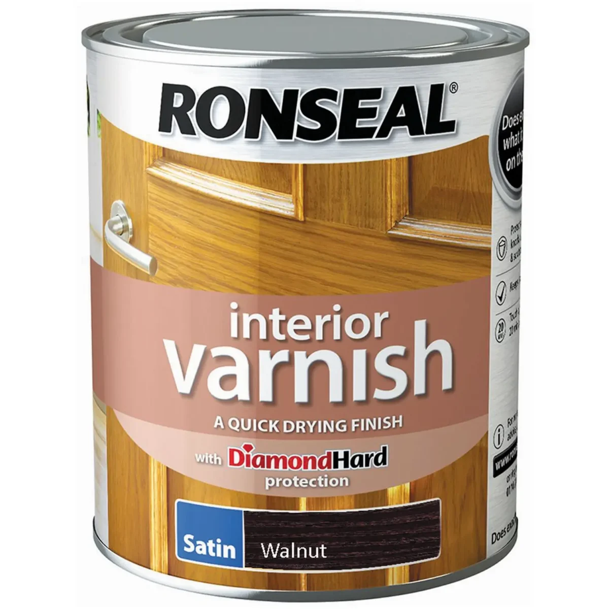 Ronseal Interior Varnish Walnut Satin 750ml - Image 1