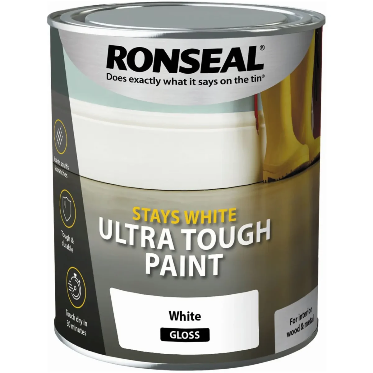 Ronseal White Gloss Ultra Tough Wood Paint 750ml - Image 1