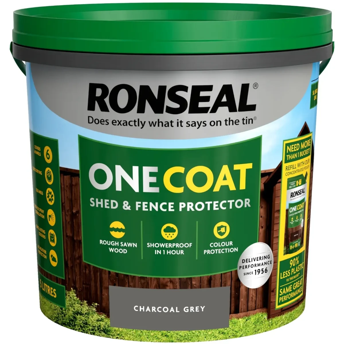 Ronseal One Coat Shed & Fence Protector Charcoal Grey 5ltr - Image 1