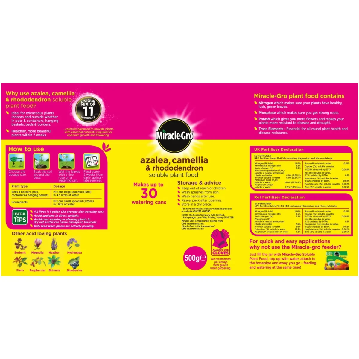 Miracle-Gro© Azalea, Camellia & Rhododendron Soluble Plant Food 500g - Image 3