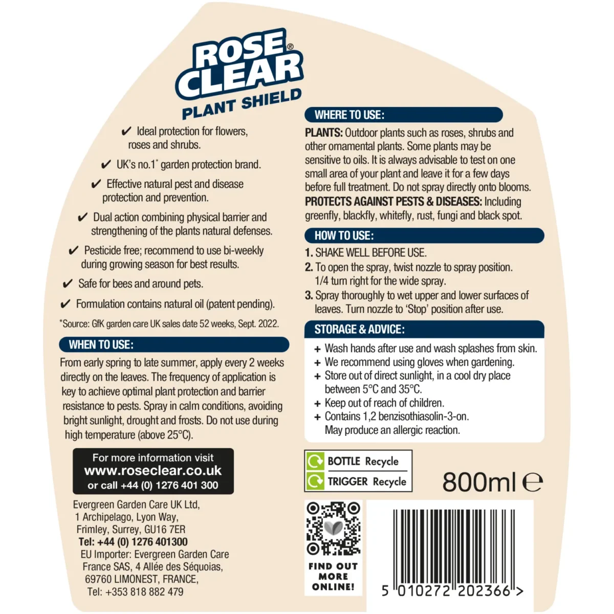 Rose Clear Plant Sheild 800ml - Image 2