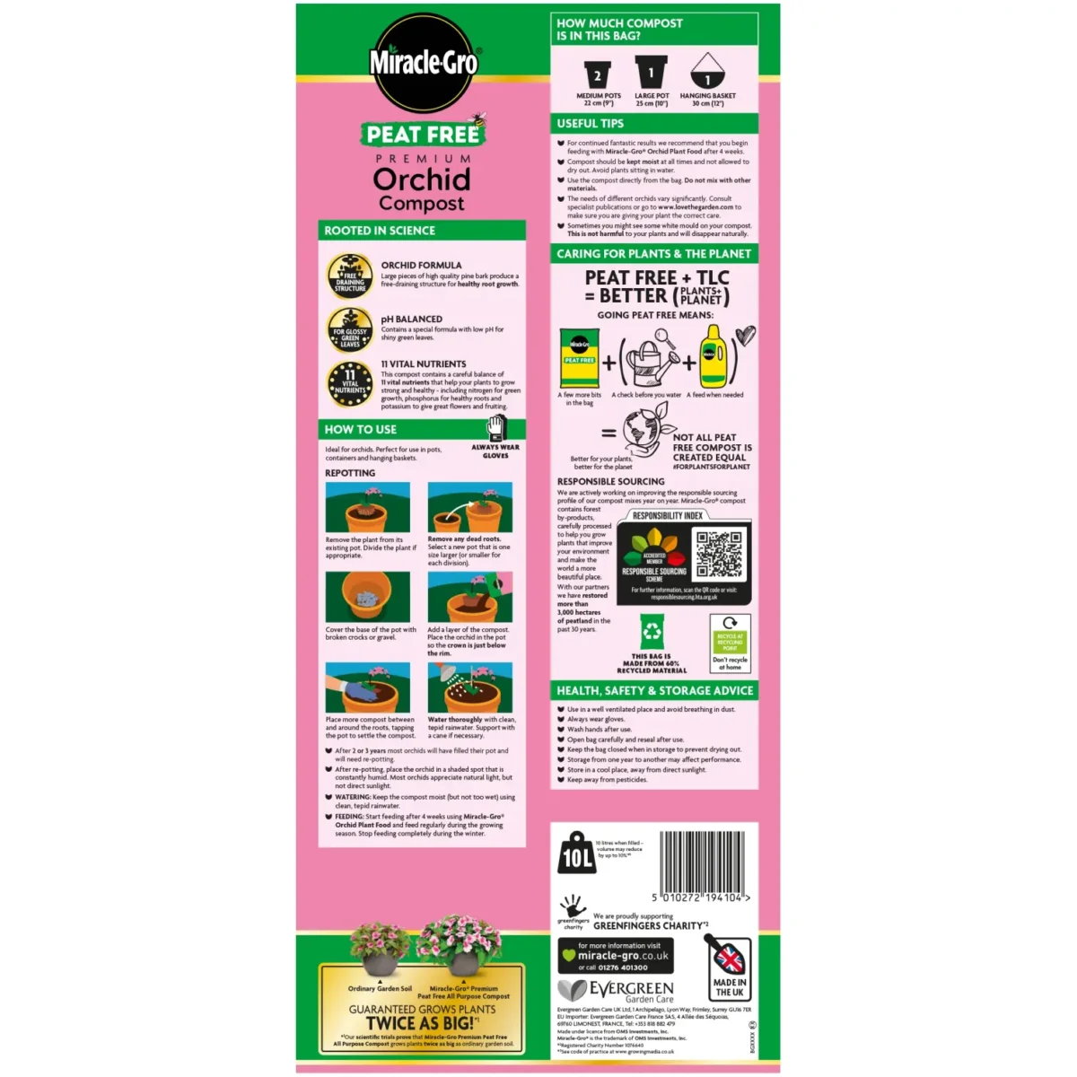 Miracle-Gro Peat Free Premium Orchid Special Plants Compost 10 Litre - Image 2