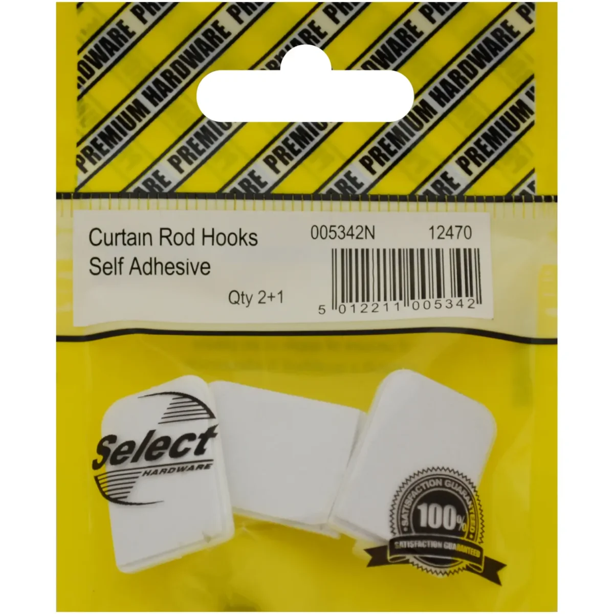Select Adhesive Curtain Hook pk3 - Image 1
