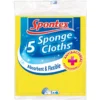 Spontex Antibacterial Absorbent & Flexible Sponge Cloths Pack of 5