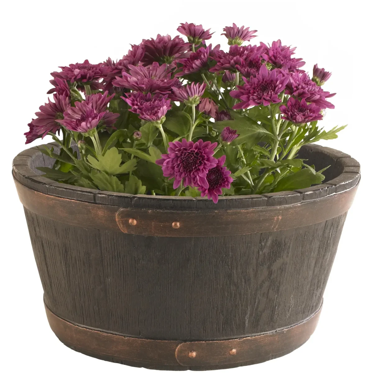 Oakwood Barrel Effect Plastic Planter 50cm - Image 6