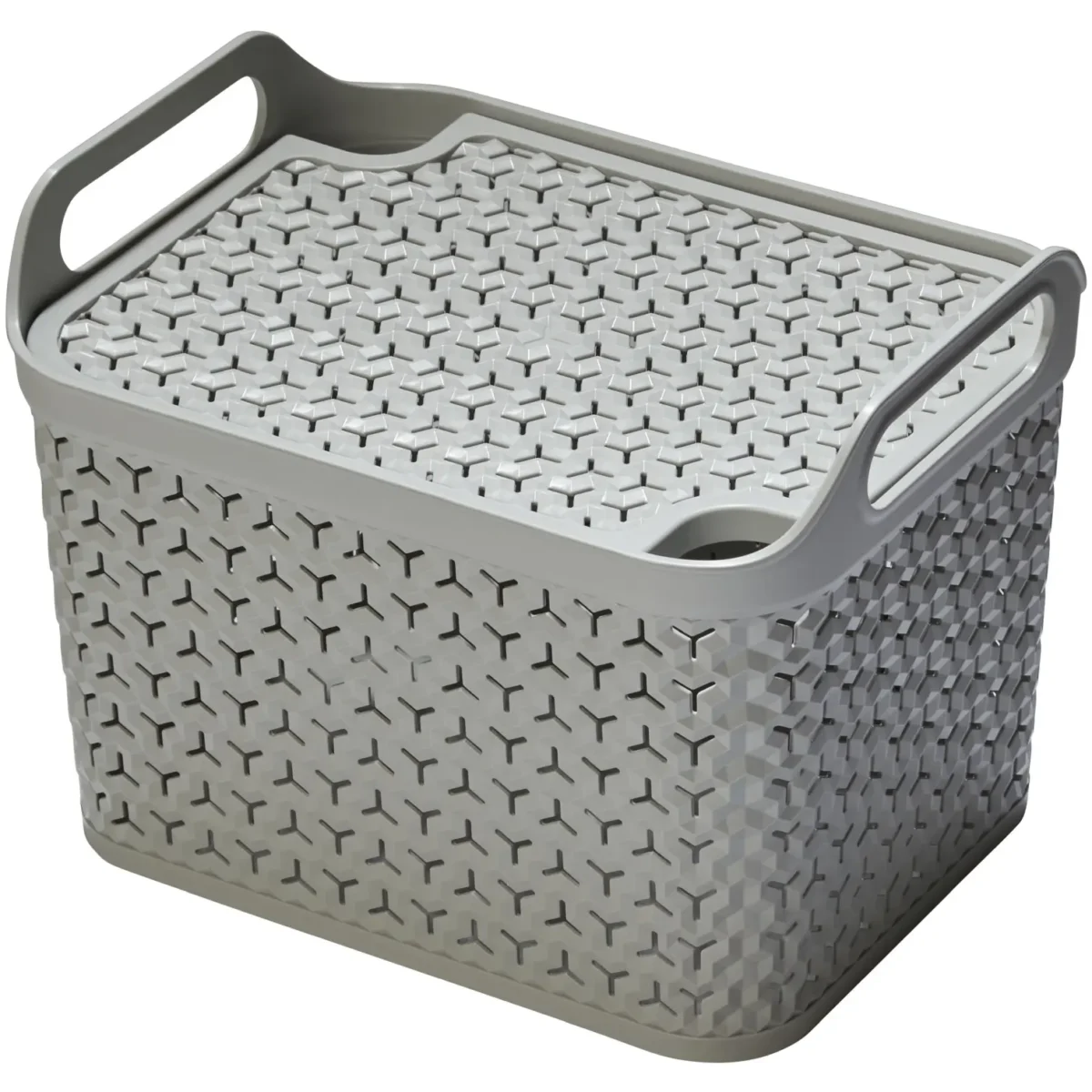 Strata Urban Store Basket & Lid Medium Cool Grey 14 Litres 23x23.5x30.5cm - Image 1