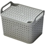 Strata Urban Store Basket & Lid Medium Cool Grey 14 Litres 23x23.5x30.5cm