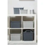 Strata Urban Store Basket & Lid Medium Cool Grey 14 Litres 23x23.5x30.5cm - Image 2