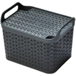 Strata Urban Store Basket And Lid Medium Charcoal 14 Litres Capacity 23 x 23.5 x 30.5cm