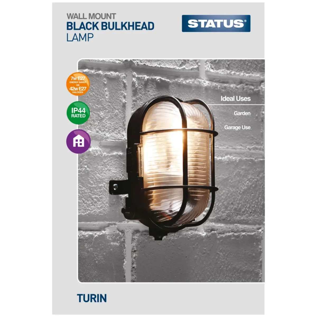 Status 42w Oval Bulk Head Black - Image 1