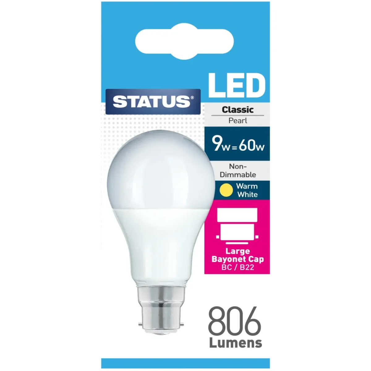 Status 9/60w GLS Warm White BC pk1 - Image 1