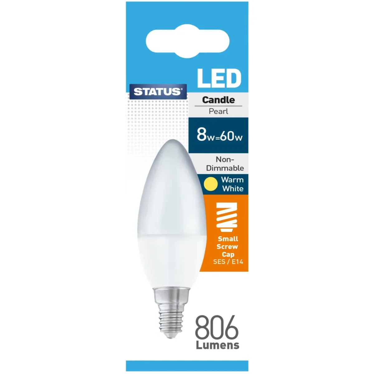 Candle LED SES Warm White Bulb 8w=60w - Image 1