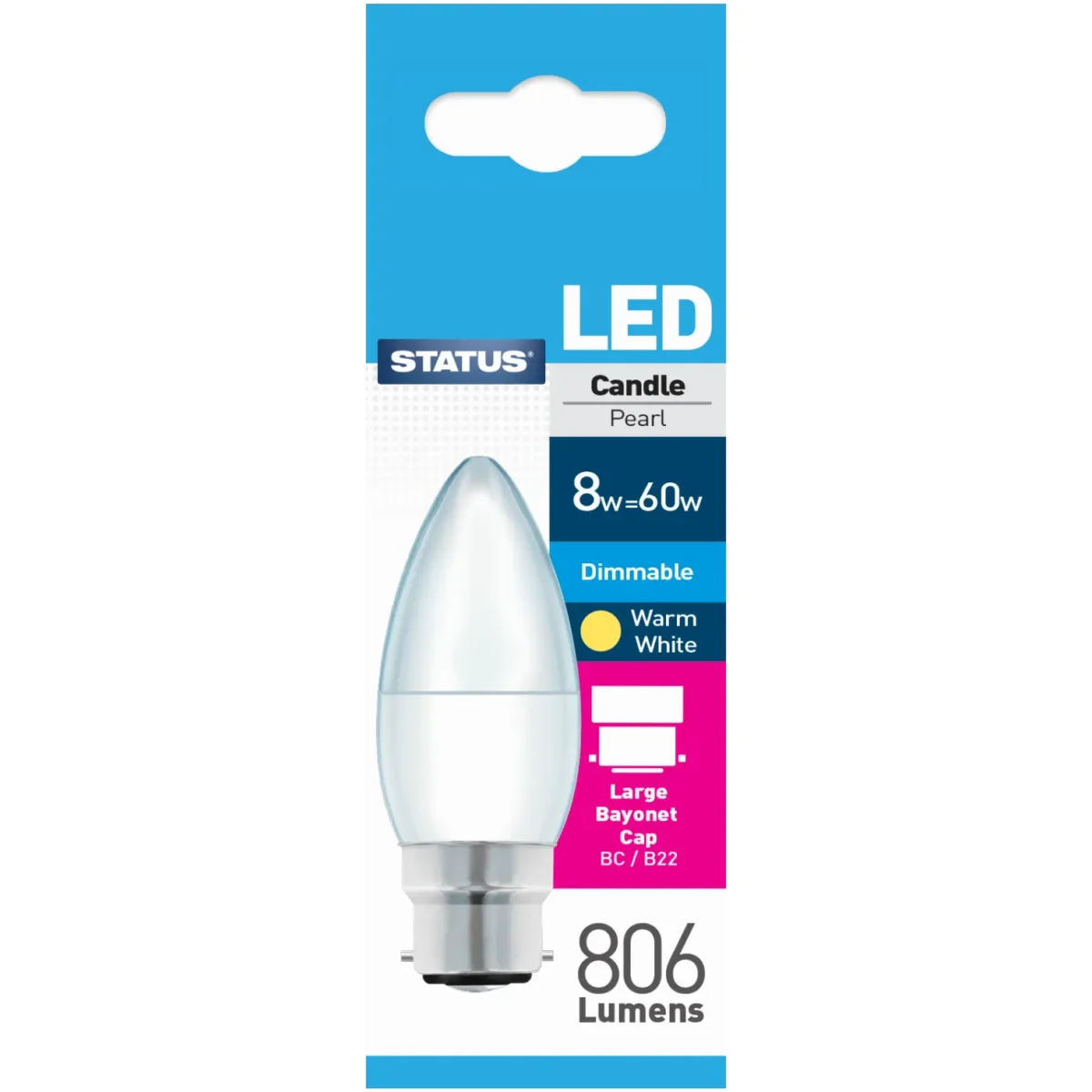 Candle LED BC Warm White Bulb 7.5w=60w - Image 1
