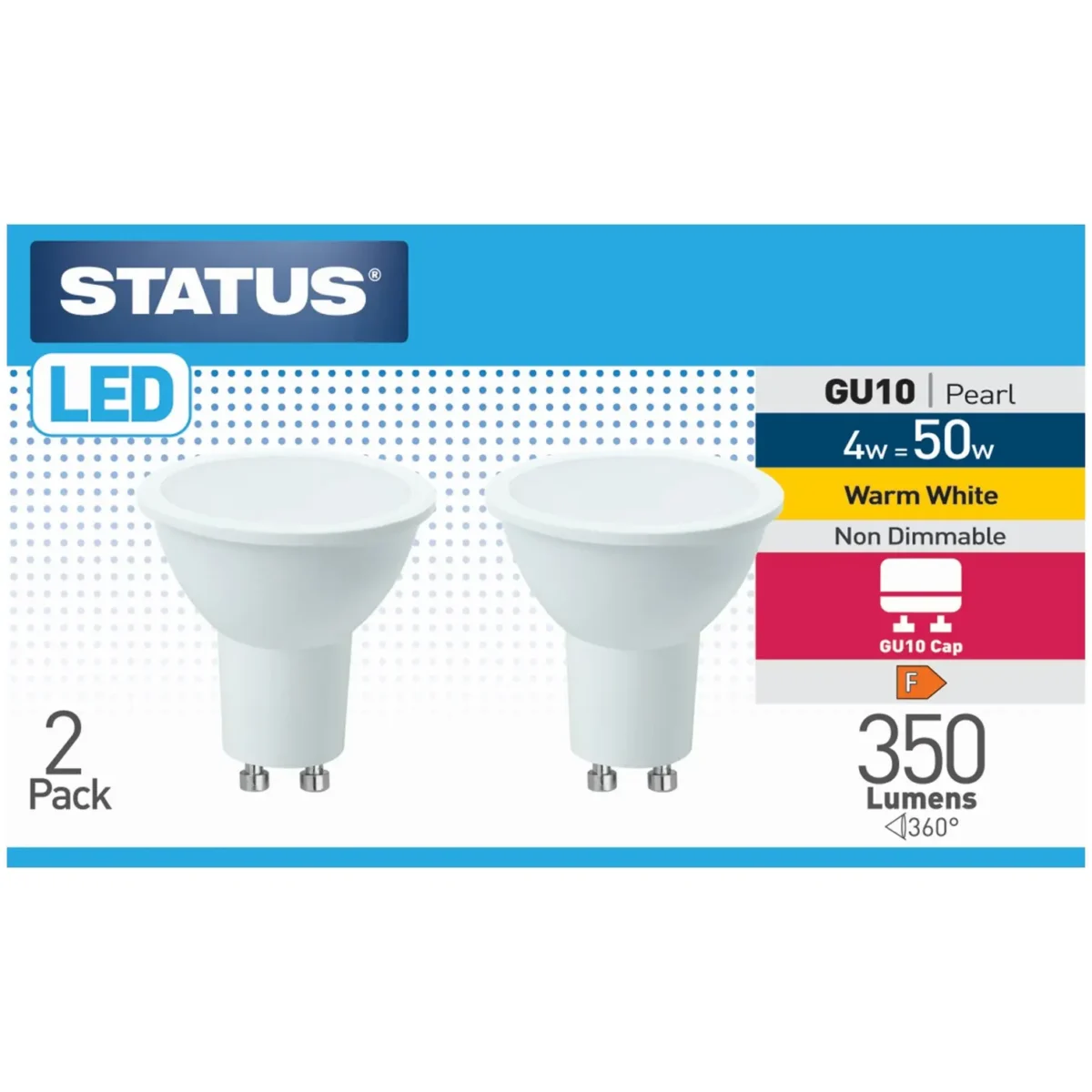 Status GU10 LED 4w = 50w Warm White Bulb Pack Of 2 - Image 1