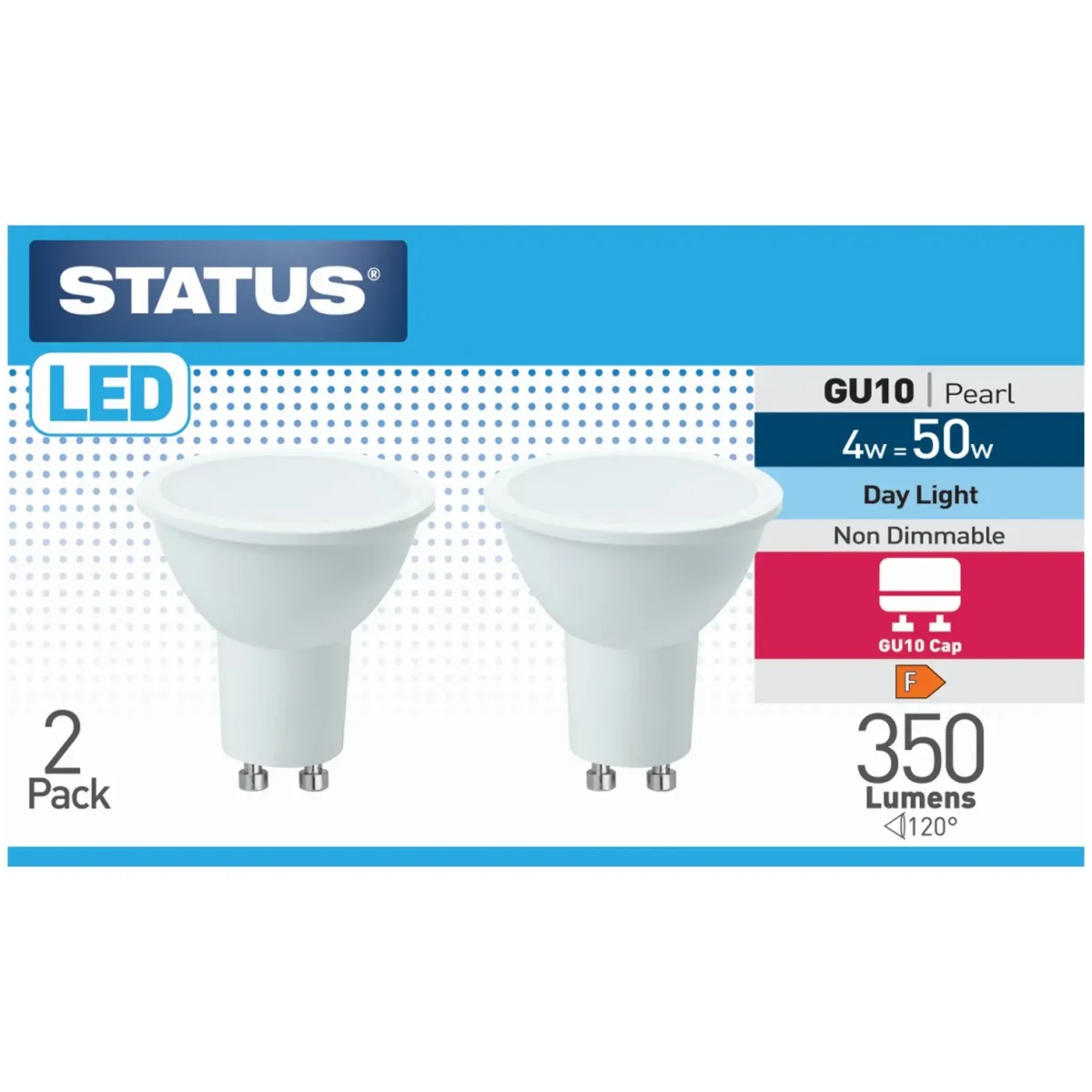 Status 5/50w GU10 LED Daylight Bulb Card of 2 - Image 1