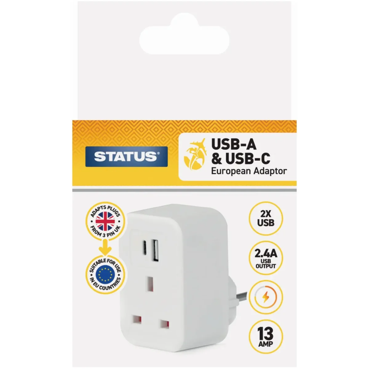 Status European USB Travel Adaptor - Image 1