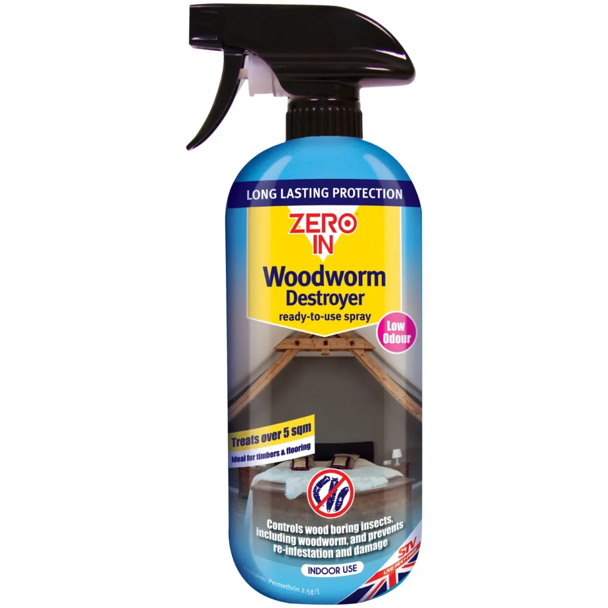 Zero In Woodworm Destroyer 1 Litre Ready To Use Spray - Image 1