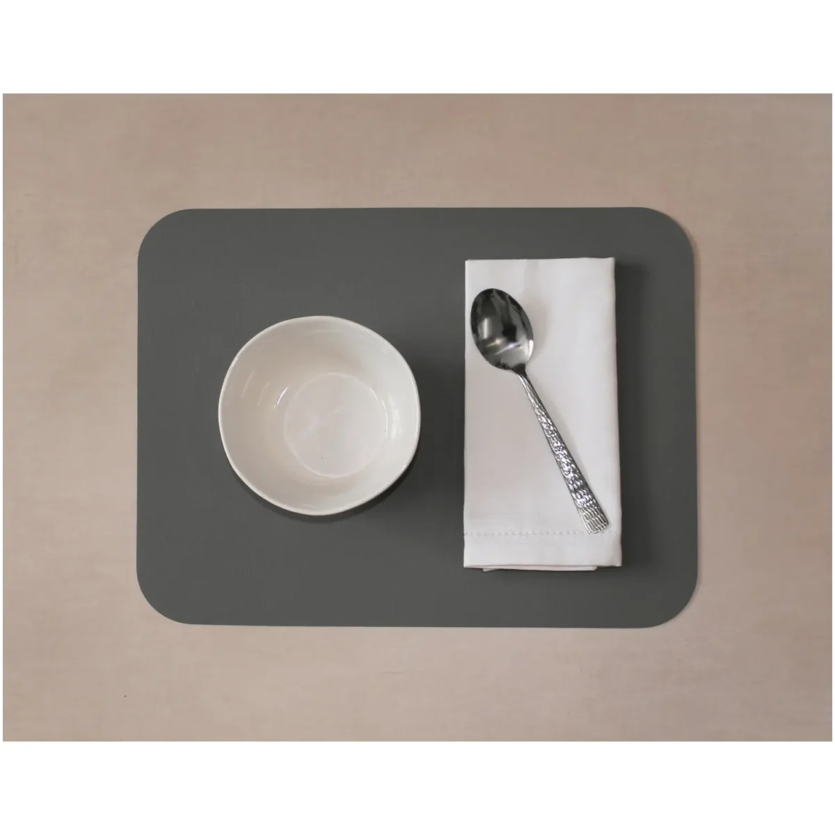 Freeform 2-Tone Grey Flexi Faux Leather Placemats 2 Pack 40x30cm - Image 3