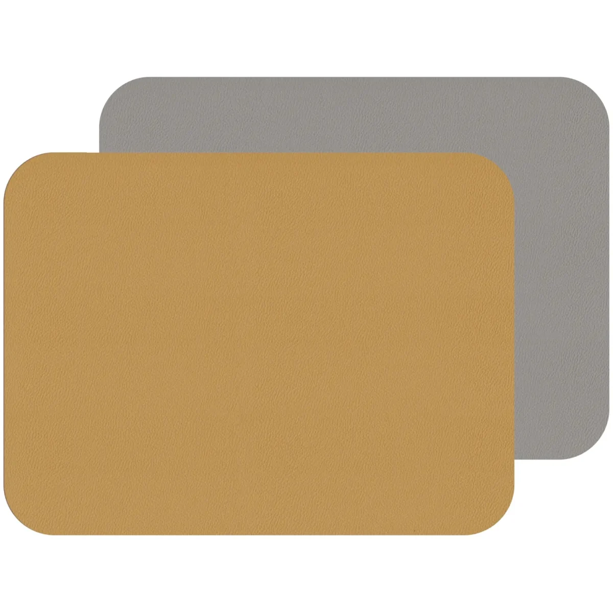 Freeform Mustard/Grey Flexi Faux Leather Placemats 2 Pack 40x30cm - Image 1