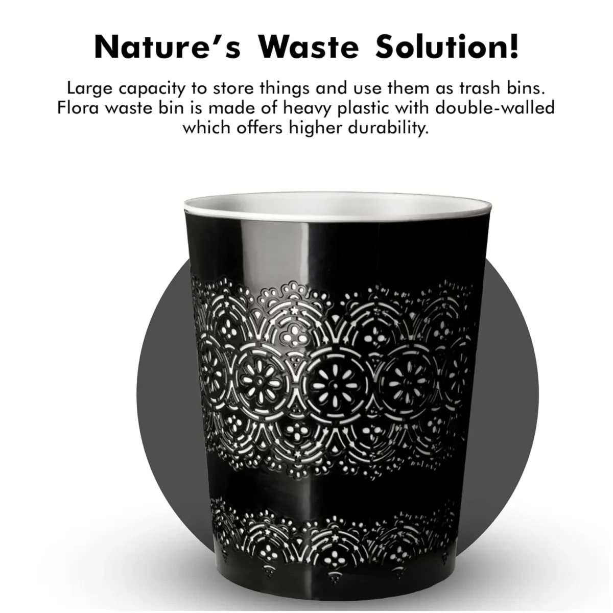 Blue Canyon Flora Waste Bin Black - Image 4