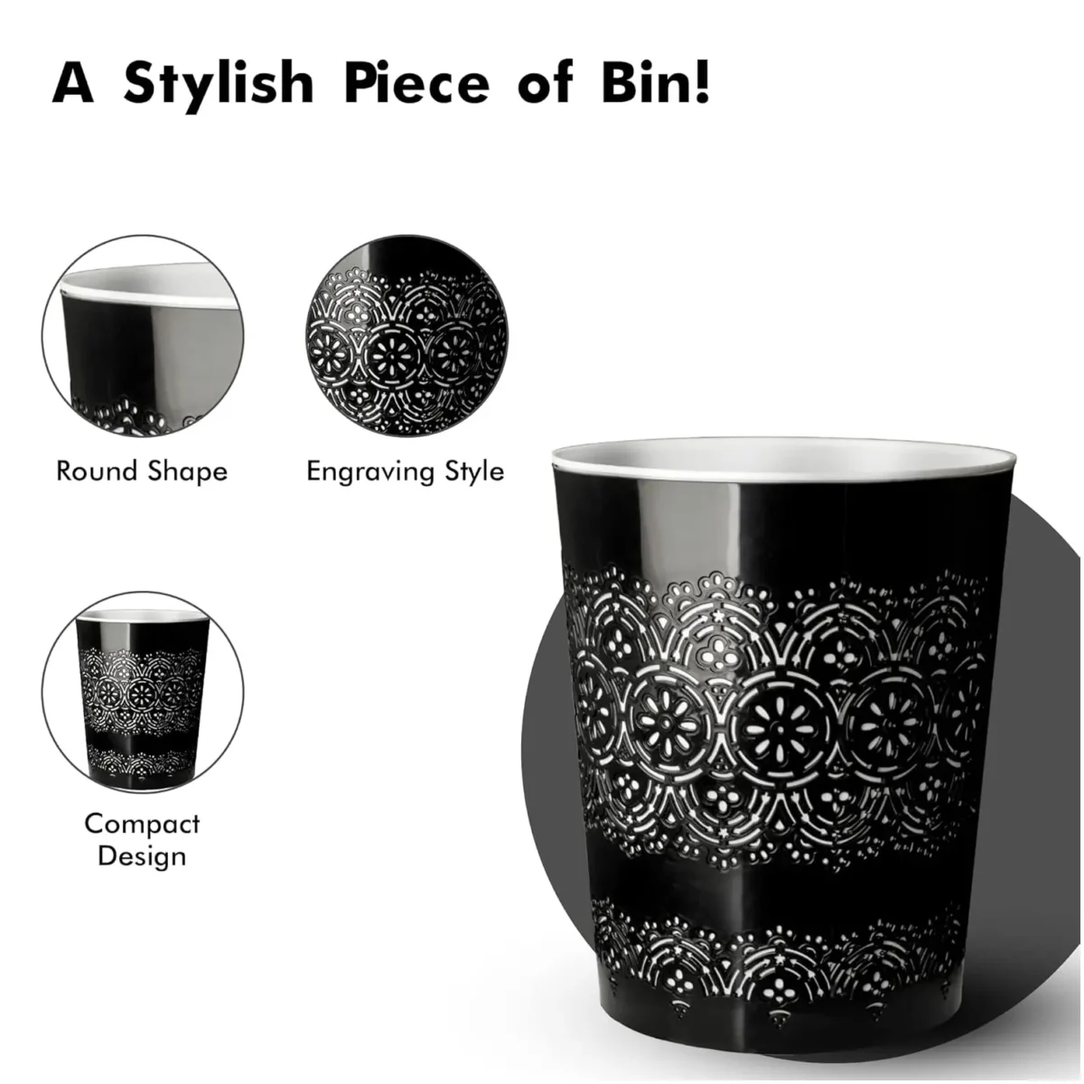 Blue Canyon Flora Waste Bin Black - Image 5