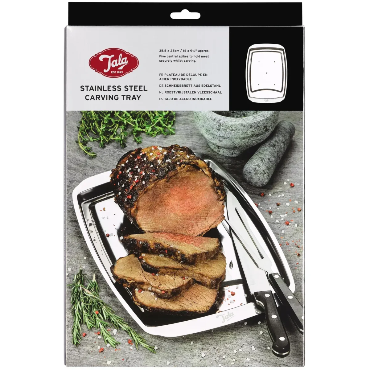 Tala Stainless Steel Carving Tray 35.5 x 25cm - Image 1