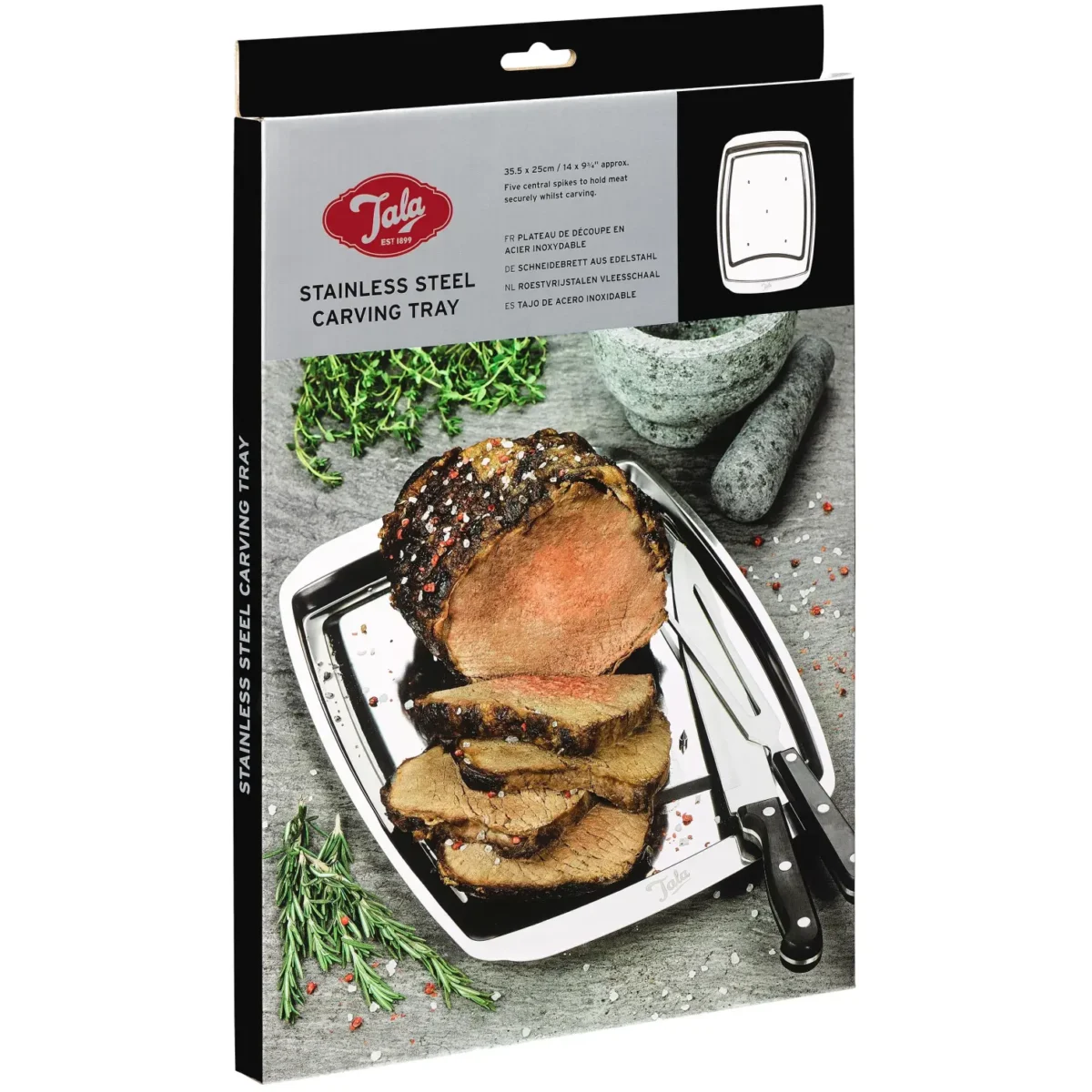 Tala Stainless Steel Carving Tray 35.5 x 25cm - Image 2