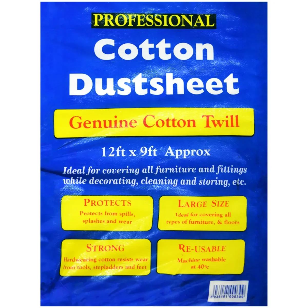 Tristar Cotton Dust Sheet 12x9ft - Image 1