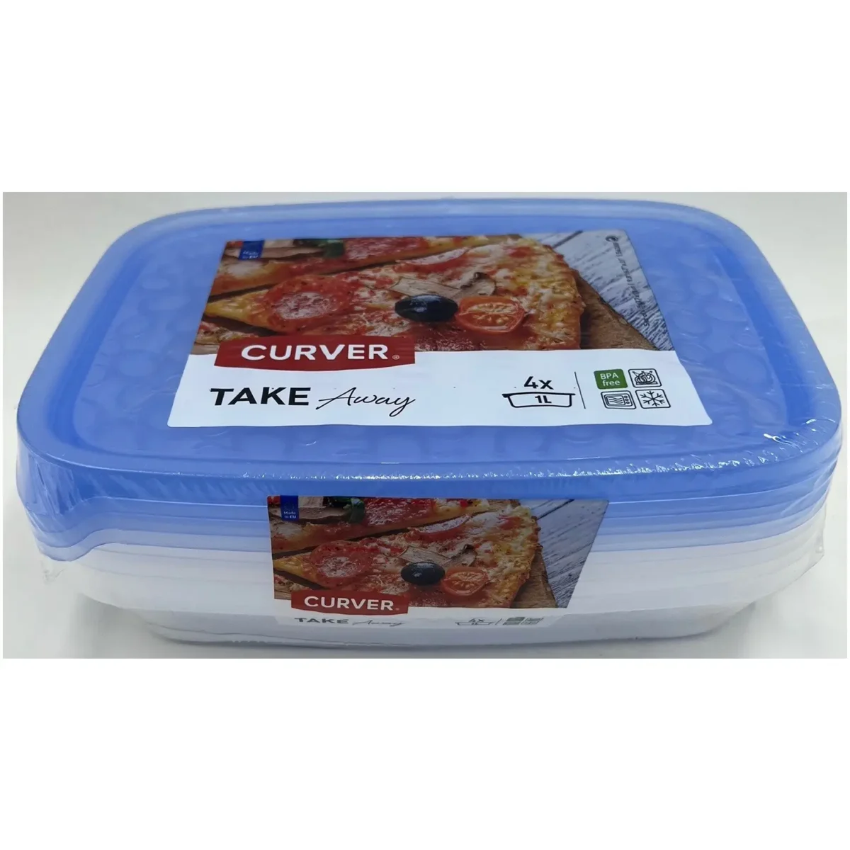 Curver Take Away Rectangular Tub 1L 4 Pack - Image 1