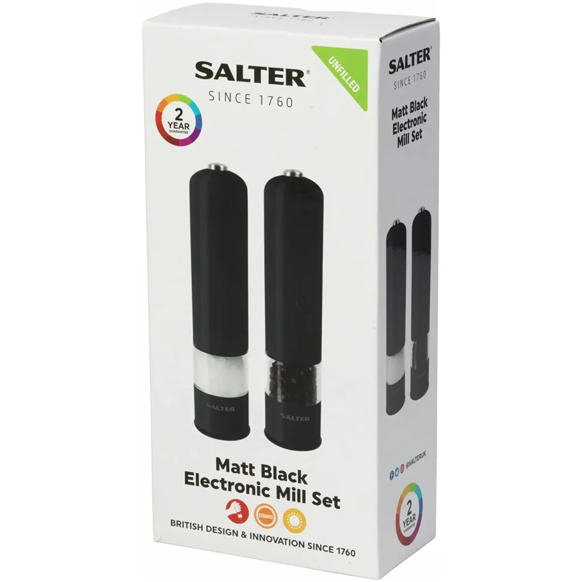 Salter Matt Black Electric Mill Set - Image 4